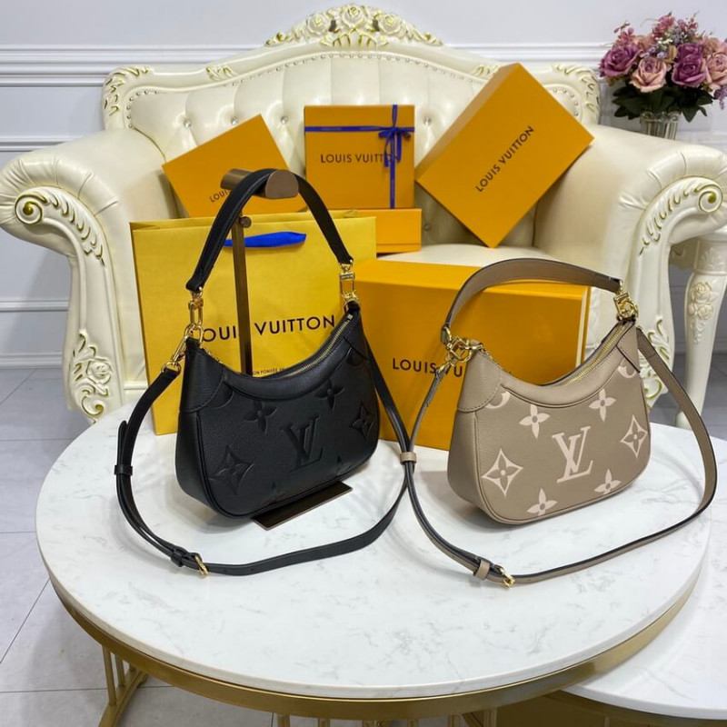 Louis Vuitton Bicolor Monogram Empreinte Leather Bolsaatelle M46112 Gray/Beige-12