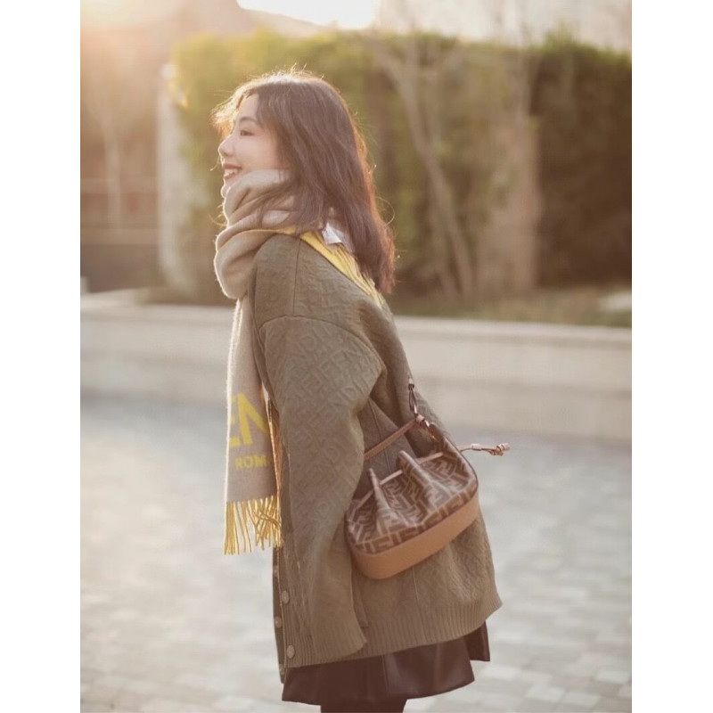 Fendi Pomodorino Brown FF Fabric Mini Bolsa 8BS059-3