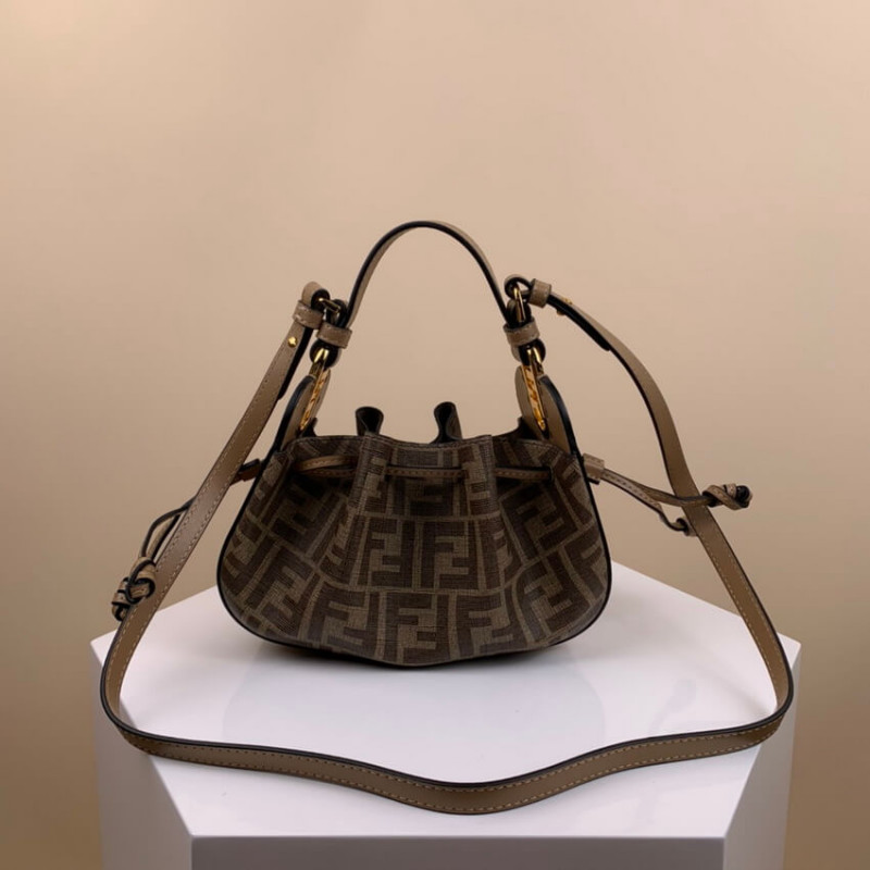 Fendi Pomodorino Brown FF Fabric Mini Bolsa 8BS059-7