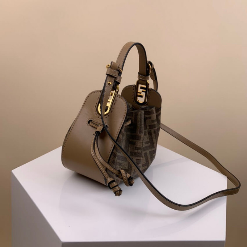 Fendi Pomodorino Brown FF Fabric Mini Bolsa 8BS059-8