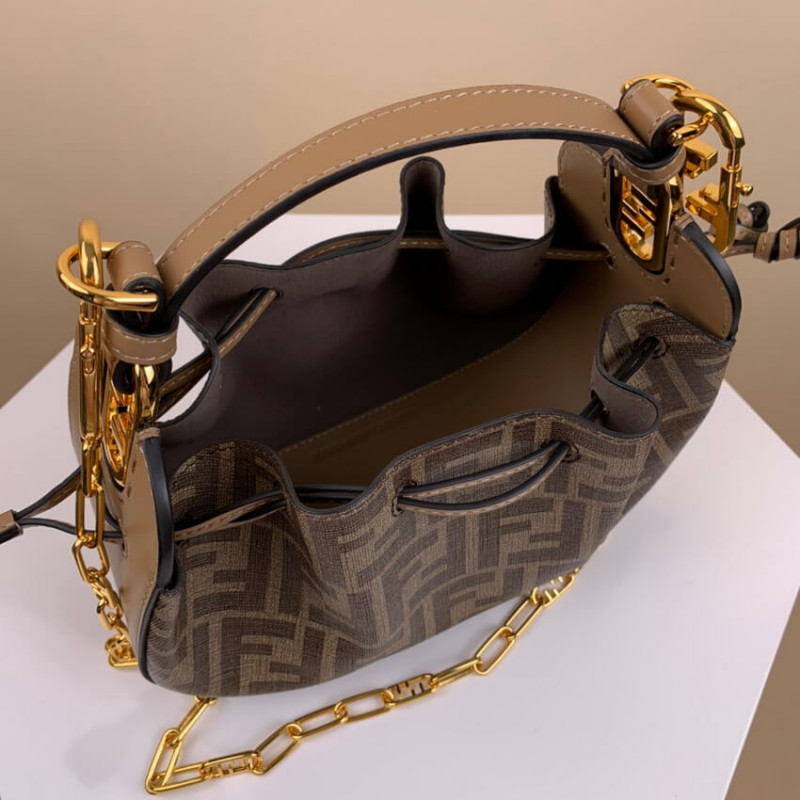 Fendi Pomodorino Brown FF Fabric Mini Bolsa 8BS059-10