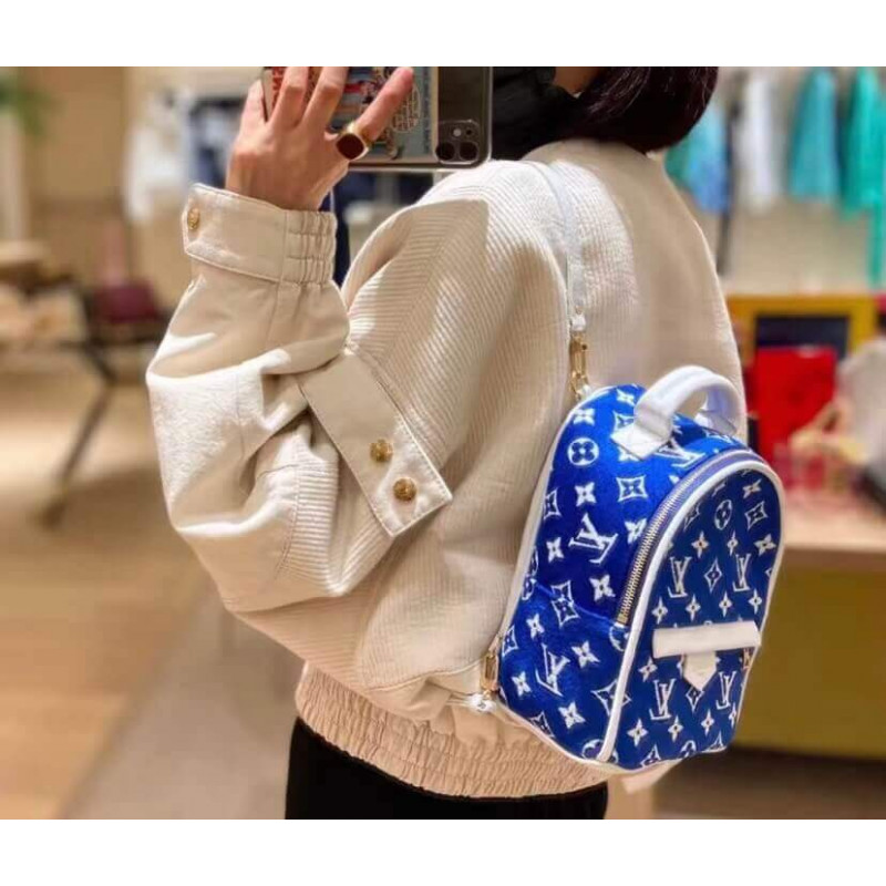 Louis Vuitton Monogram Jacquard Velvet Palm Springs Mini M46207 Azul-1