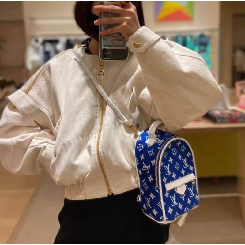 Louis Vuitton Monogram Jacquard Velvet Palm Springs Mini M46207 Azul-2