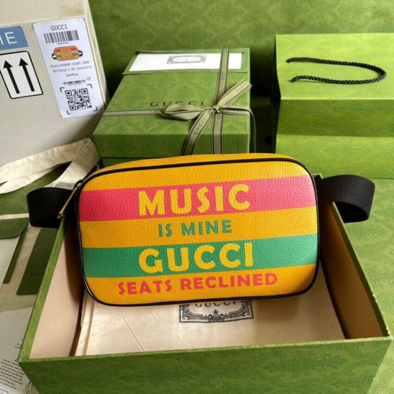 bolso de correa de 100 Gucci en cuero amarillo 602695-2