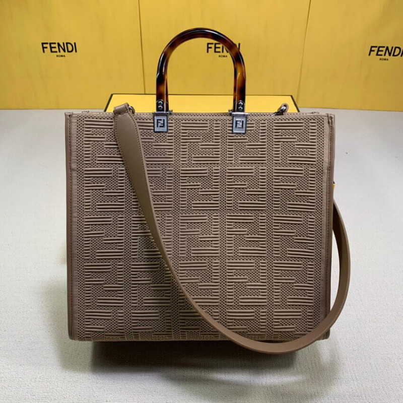 Fendi Medium Sunshine Tote Bolsa en Apricot FF Fabric 8BH386-5