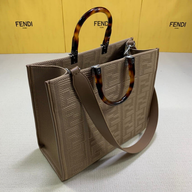 Fendi Medium Sunshine Tote Bolsa en Apricot FF Fabric 8BH386-7