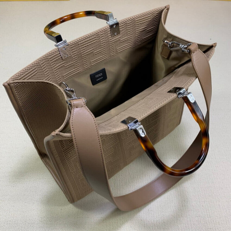 Fendi Medium Sunshine Tote Bolsa en Apricot FF Fabric 8BH386-11