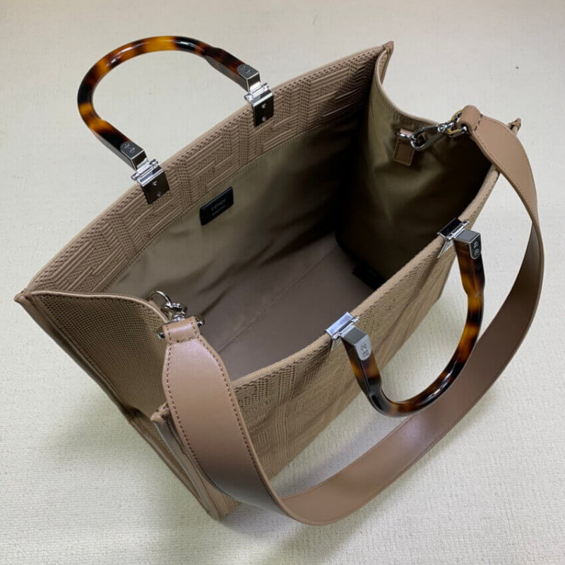 Fendi Medium Sunshine Tote Bolsa en Apricot FF Fabric 8BH386-12
