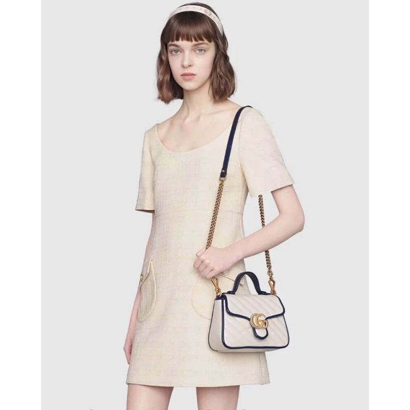 Gucci GG Marmont Mini Top Many Bolsa 583571 White-1