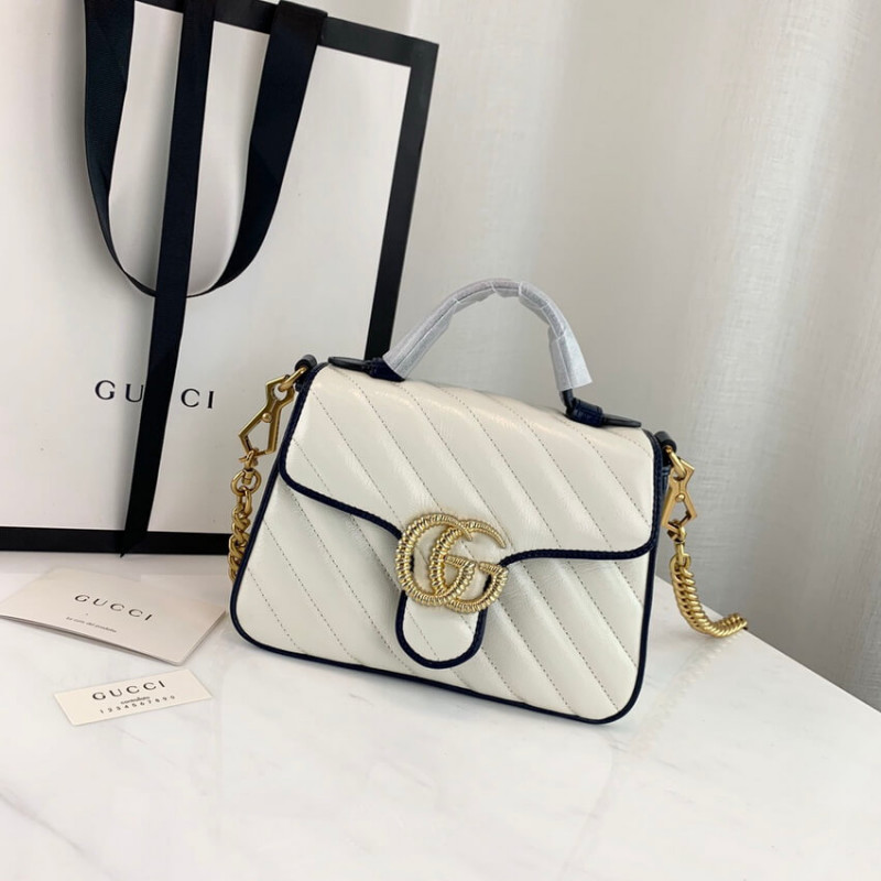 Gucci GG Marmont Mini Top Many Bolsa 583571 White-2