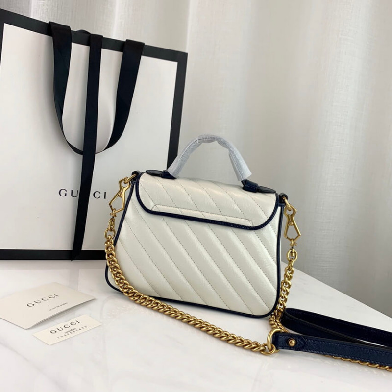 Gucci GG Marmont Mini Top Many Bolsa 583571 White-3