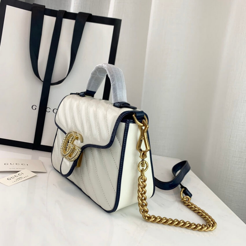 Gucci GG Marmont Mini Top Many Bolsa 583571 White-4