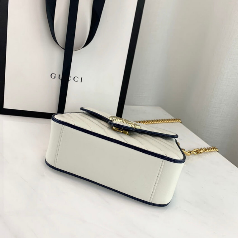 Gucci GG Marmont Mini Top Many Bolsa 583571 White-5