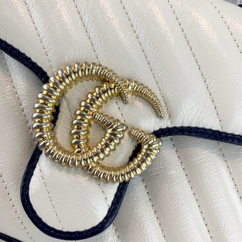 Gucci GG Marmont Mini Top Many Bolsa 583571 White-6
