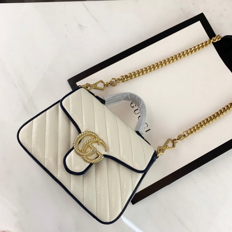 Gucci GG Marmont Mini Top Many Bolsa 583571 White-7