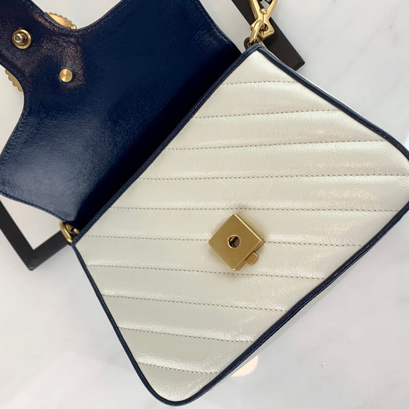 Gucci GG Marmont Mini Top Many Bolsa 583571 White-9