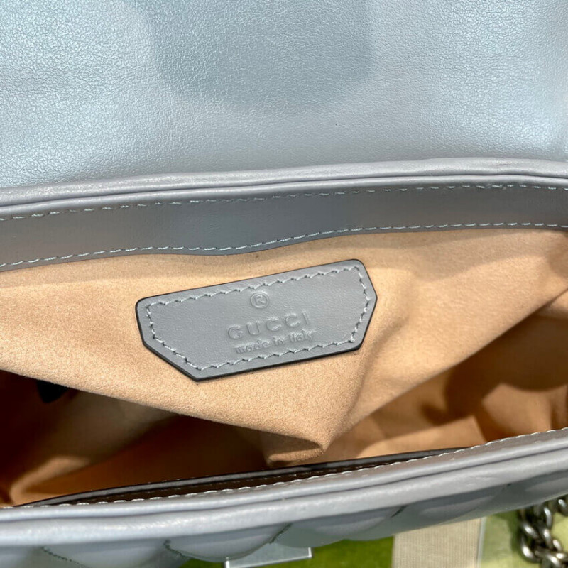 Gucci GG Marmont Grey Matelasse Leather Mini Top Many Bolsa 583571-10