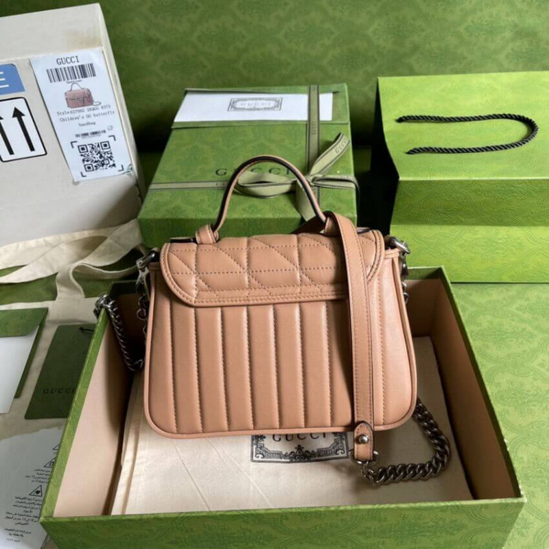 Gucci GG Marmont Rose Beige Matelasse Mini Top Many Bolsa 583571-3