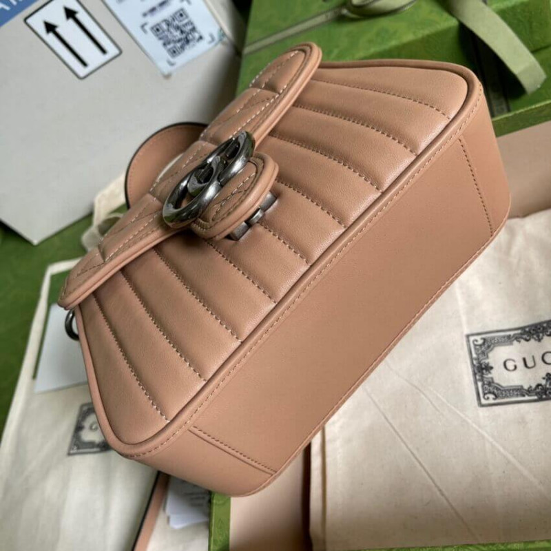 Gucci GG Marmont Rose Beige Matelasse Mini Top Many Bolsa 583571-4