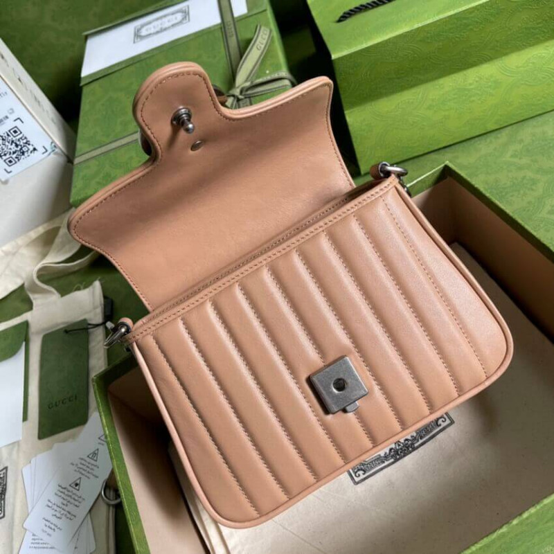 Gucci GG Marmont Rose Beige Matelasse Mini Top Many Bolsa 583571-7