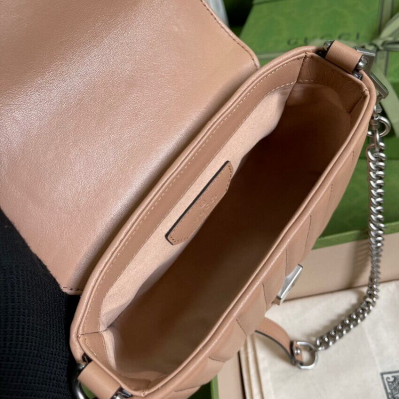 Gucci GG Marmont Rose Beige Matelasse Mini Top Many Bolsa 583571-8