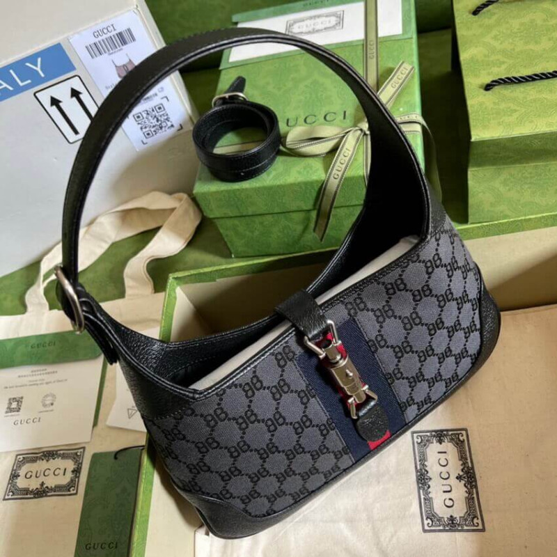 Gucci x Balenciaga Jackie 1961 Pequeña bolsa de vagabundo 680118 Negro-5