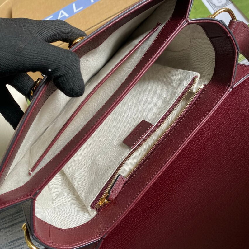 Gucci Horsebit 1955 Bolsa pequeña 602204 en Borgoña GG Canvas-11