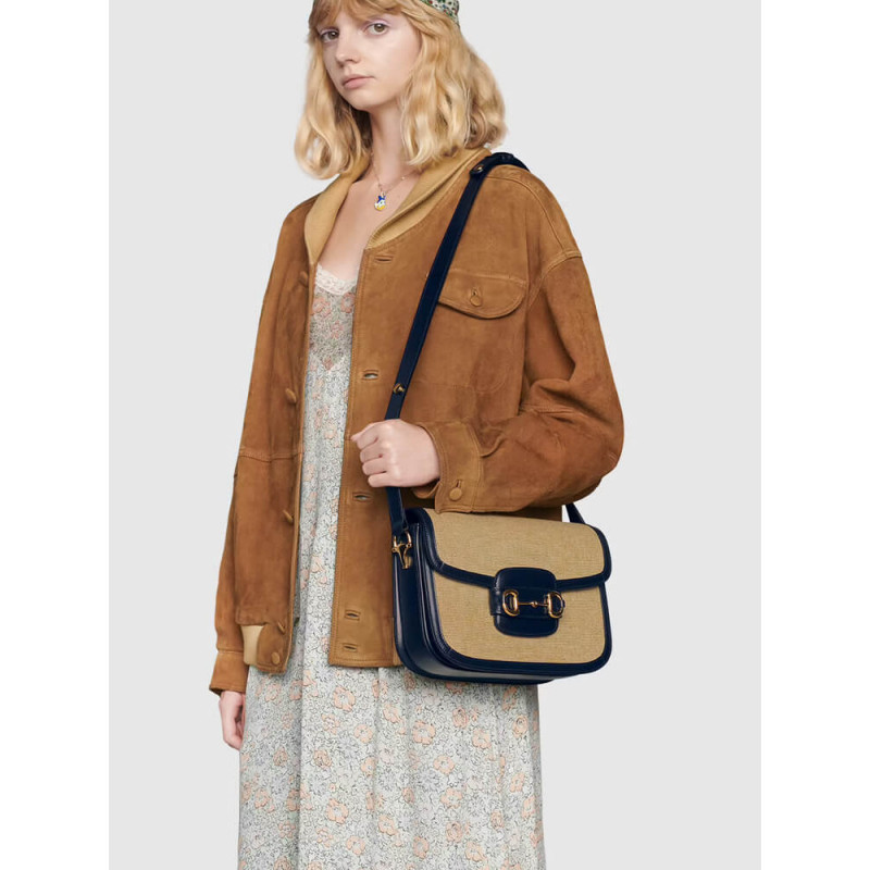 Gucci Horsebit 1955 Bolsa pequeña 602204 en lienzo beige-1