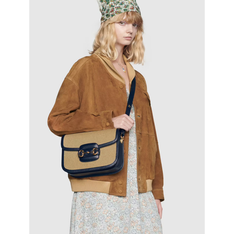 Gucci Horsebit 1955 Bolsa pequeña 602204 en lienzo beige-2