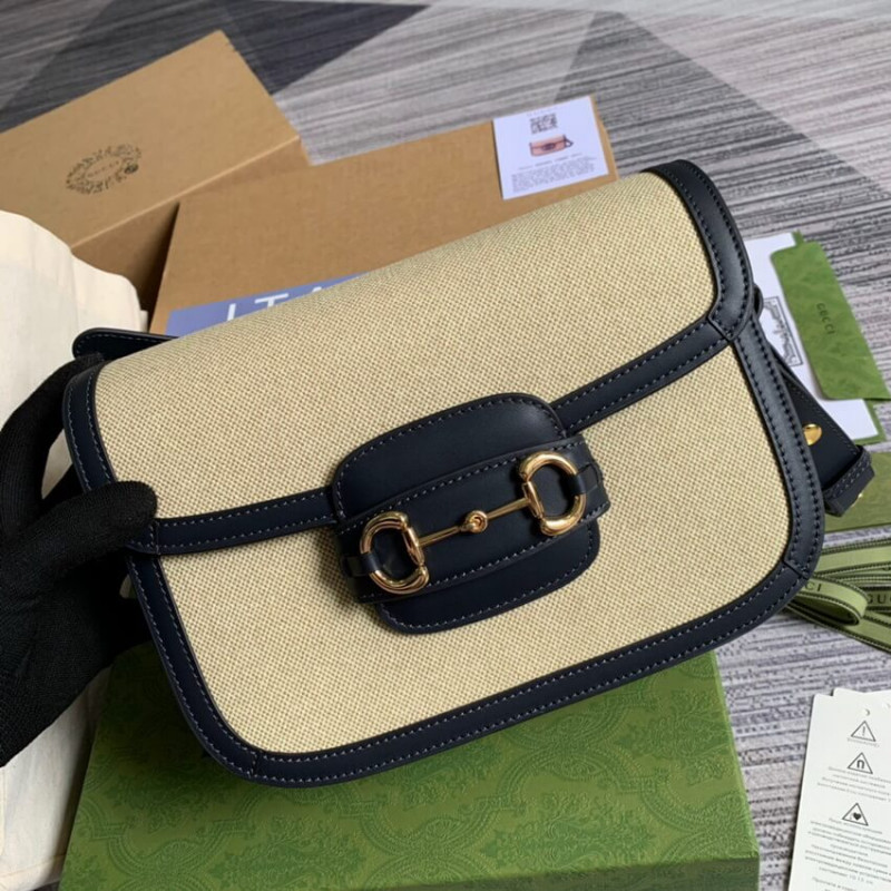 Gucci Horsebit 1955 Bolsa pequeña 602204 en lienzo beige-3