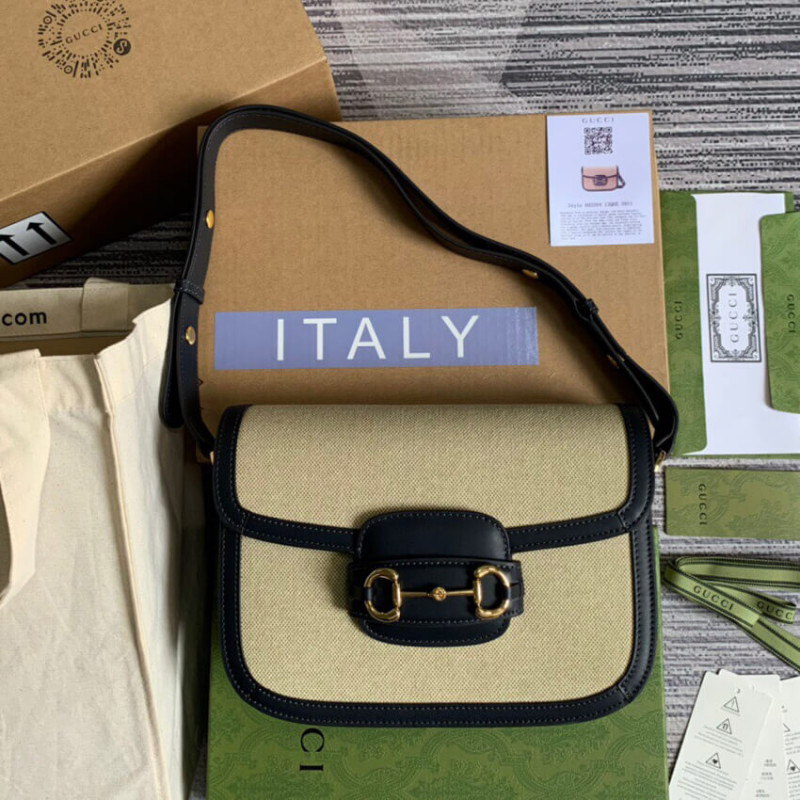 Gucci Horsebit 1955 Bolsa pequeña 602204 en lienzo beige-5