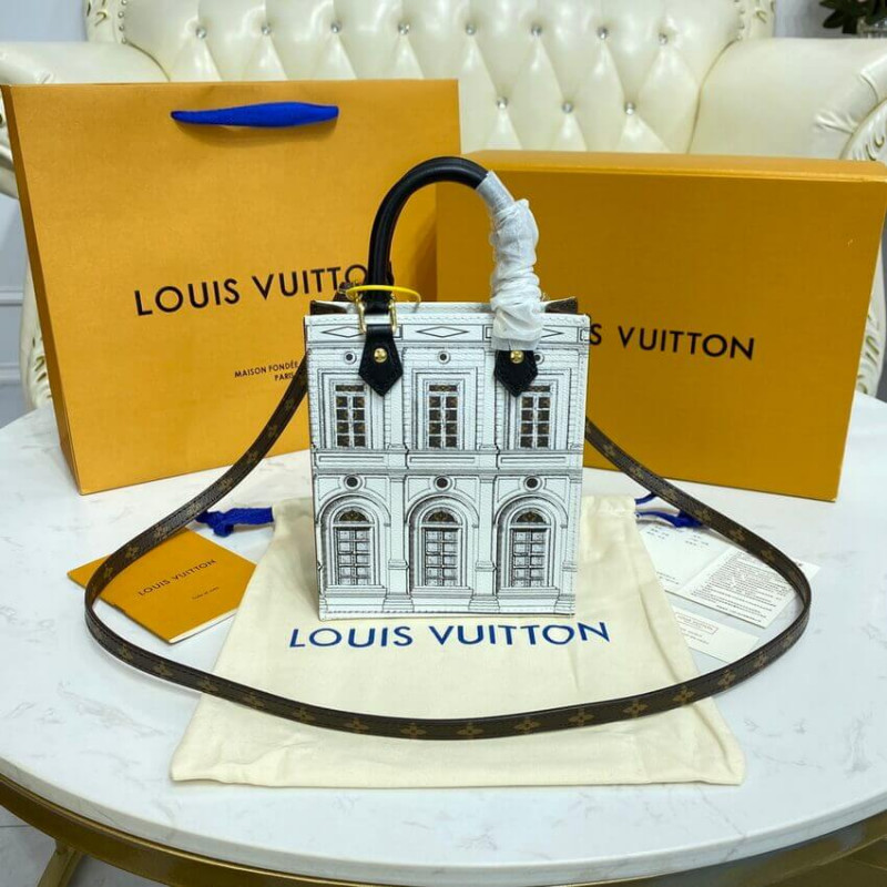 Louis Vuitton impreso cuero de ternero Matte Petit Sac Plat M80991-5
