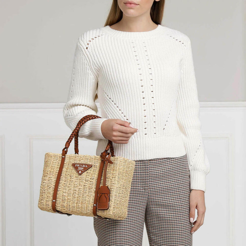 Husk de maíz Prada y bolso de cuero 1BG336-1