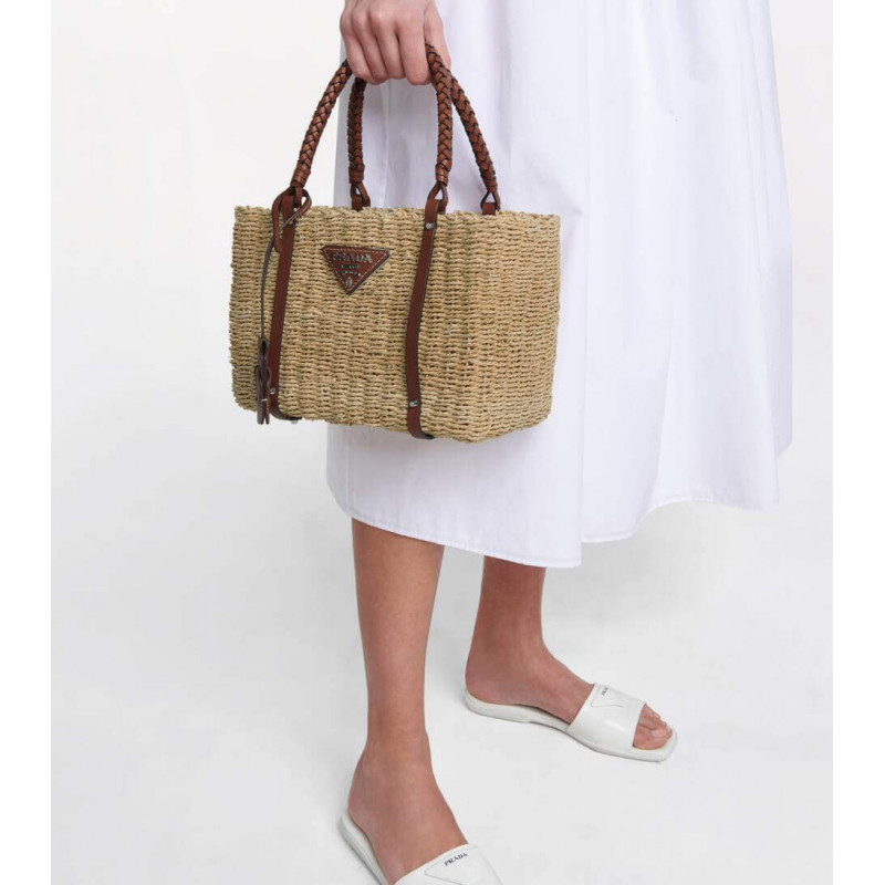 Husk de maíz Prada y bolso de cuero 1BG336-2