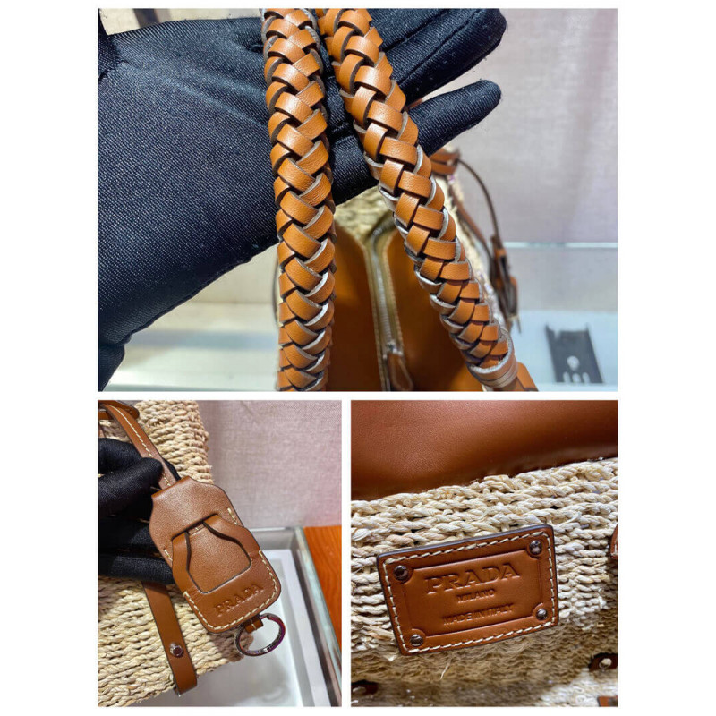 Husk de maíz Prada y bolso de cuero 1BG336-12