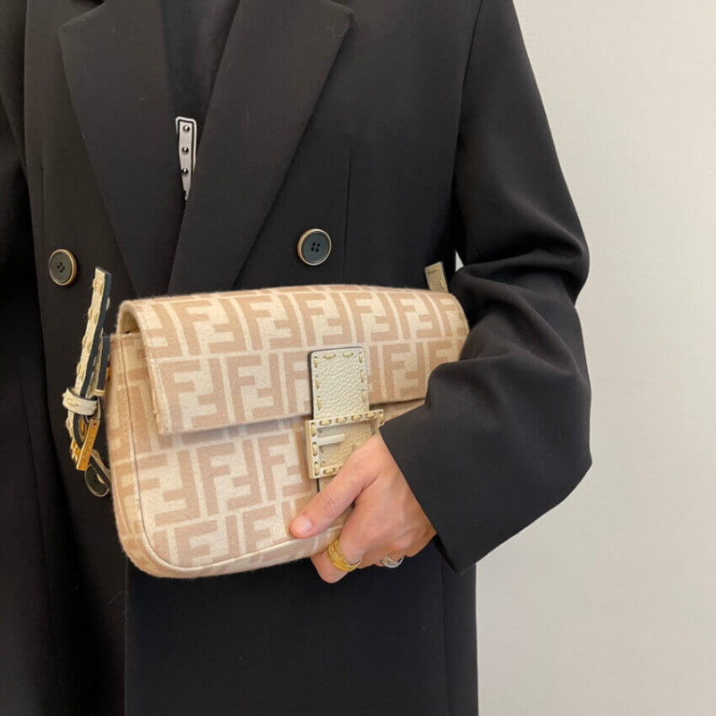 Fendi Bolsauette 1997 beige ff lana Bolsa 8Br792-1
