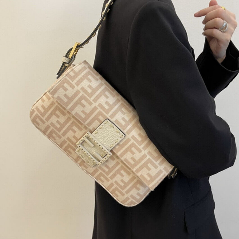 Fendi Bolsauette 1997 beige ff lana Bolsa 8Br792-2