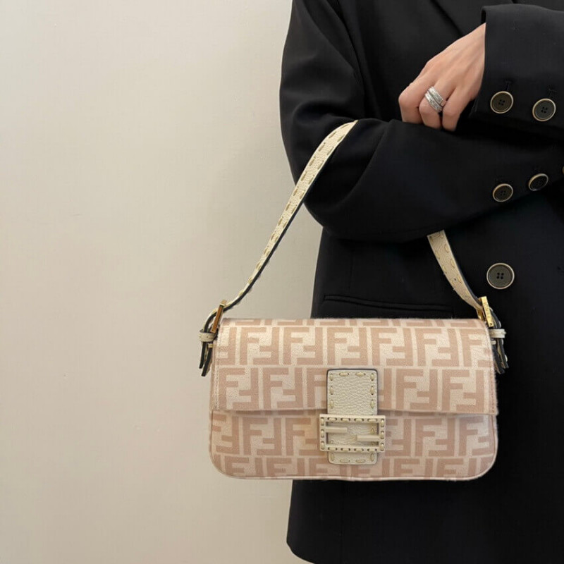 Fendi Bolsauette 1997 beige ff lana Bolsa 8Br792-3