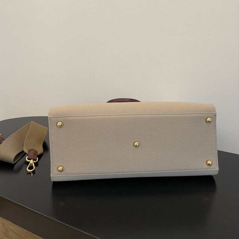 Fendi Medium Sunshine Tote Bolsa en Beige Canvas 8BH386-15
