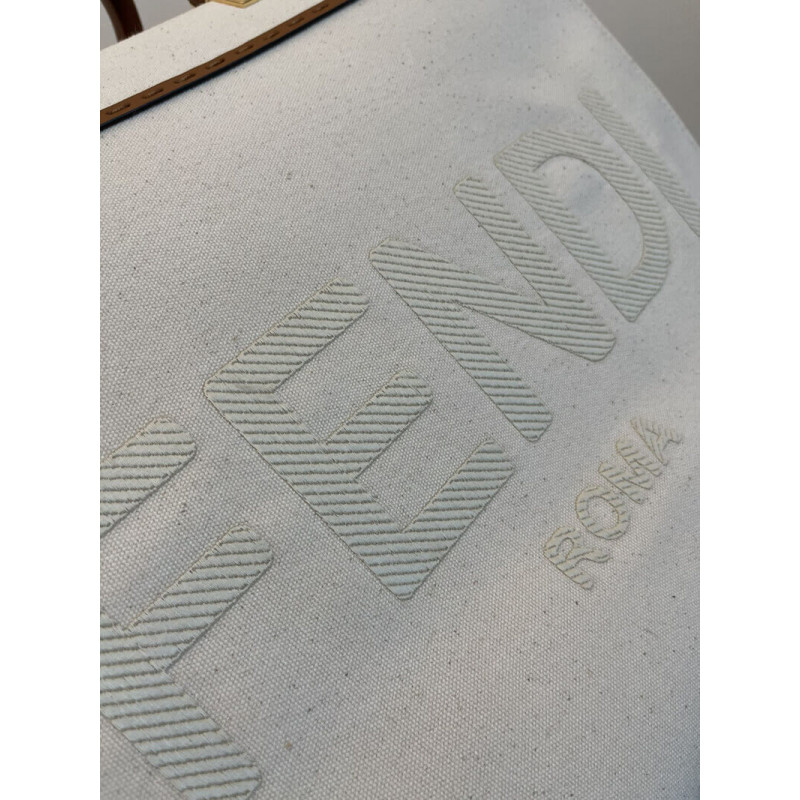 Fendi Bolsa Large Sunshine Tote en lienzo de crema 8BH372-3