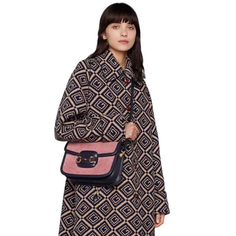 Gucci Horsebit 1955 Bolsa Pequeña 602204 Rosa Poraja-1