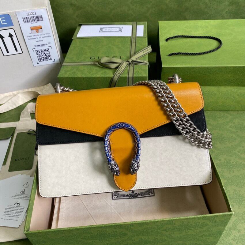 Gucci Dioniso Bolso de hombro pequeño 400249 Cuero blanco naranja-2