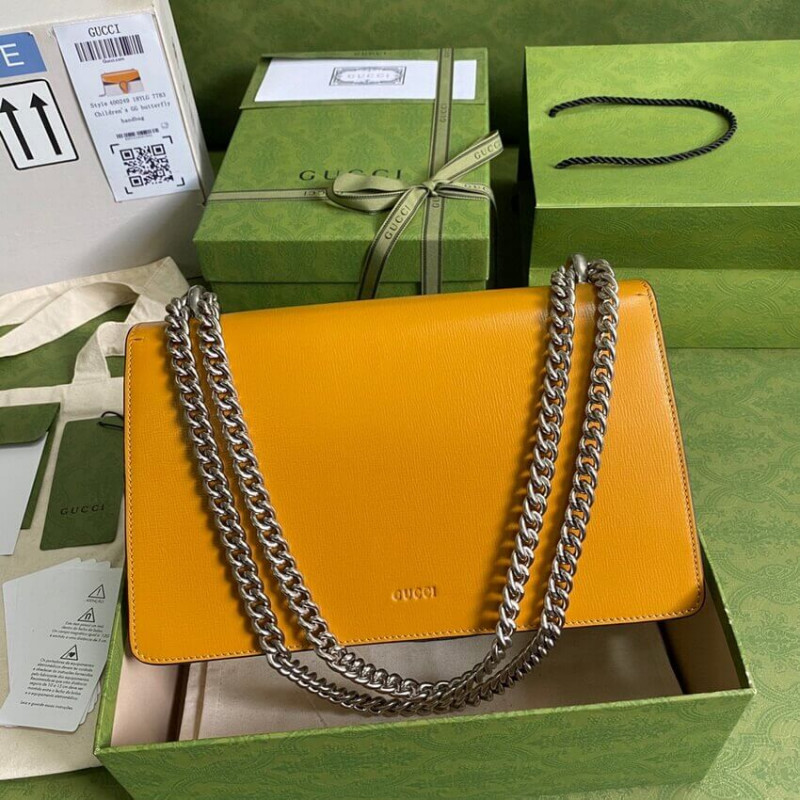 Gucci Dioniso Bolso de hombro pequeño 400249 Cuero blanco naranja-3