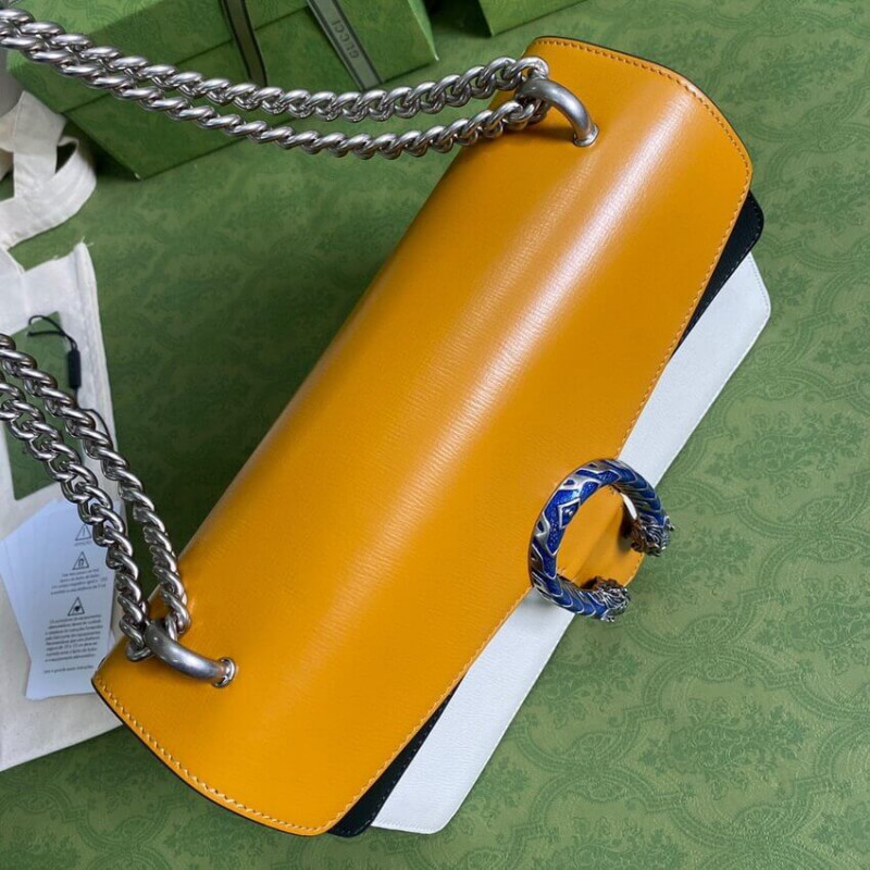 Gucci Dioniso Bolso de hombro pequeño 400249 Cuero blanco naranja-6