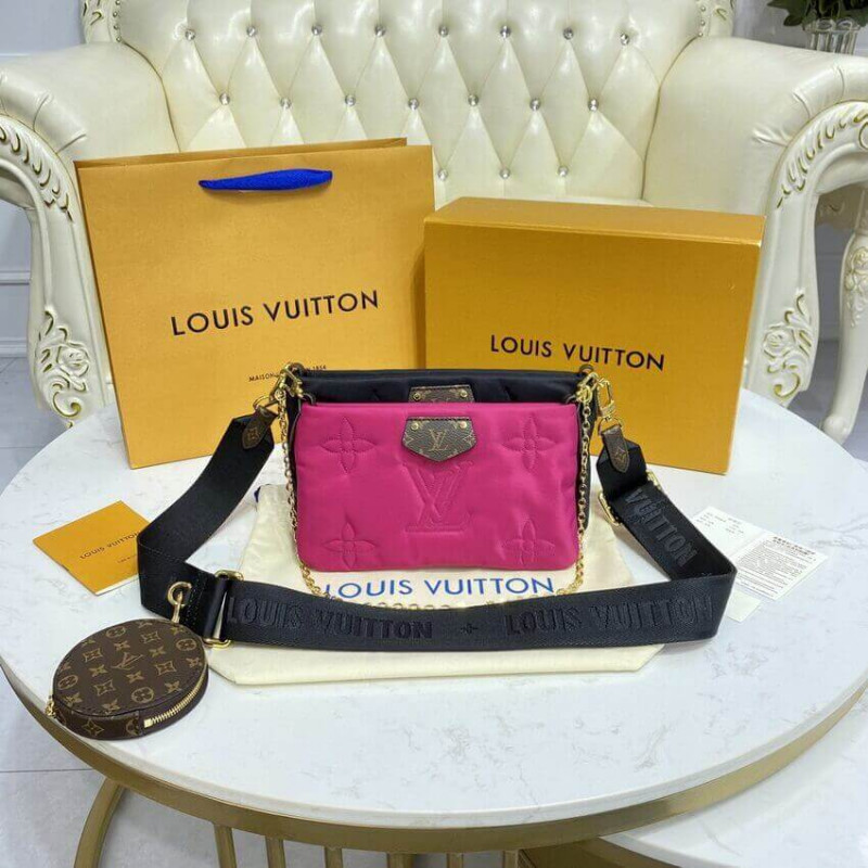 Louis Vuitton Maxi Multi Pochette AccessOires M58980 Negro/Fucsia-2