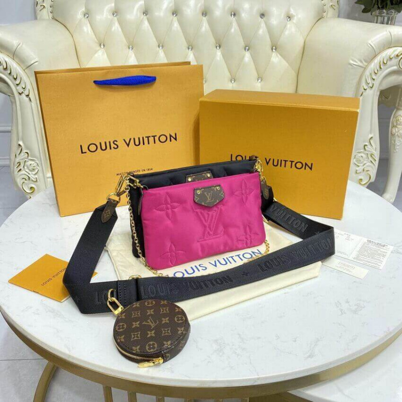 Louis Vuitton Maxi Multi Pochette AccessOires M58980 Negro/Fucsia-3