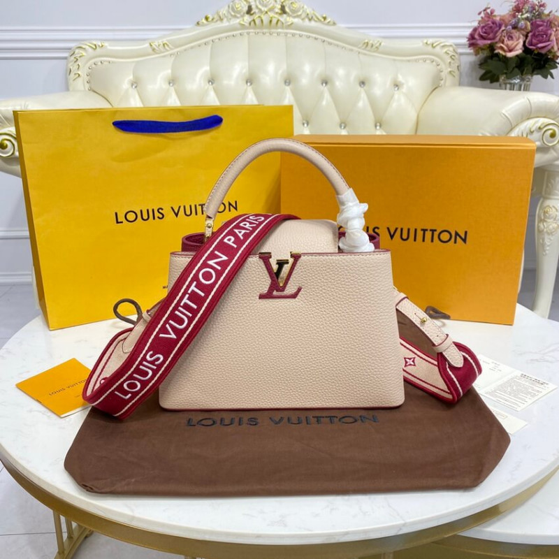 Louis Vuitton Capucines BB M59061 Egg Shell/Lie de Vin Red-1