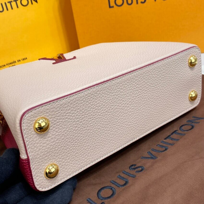 Louis Vuitton Capucines BB M59061 Egg Shell/Lie de Vin Red-4