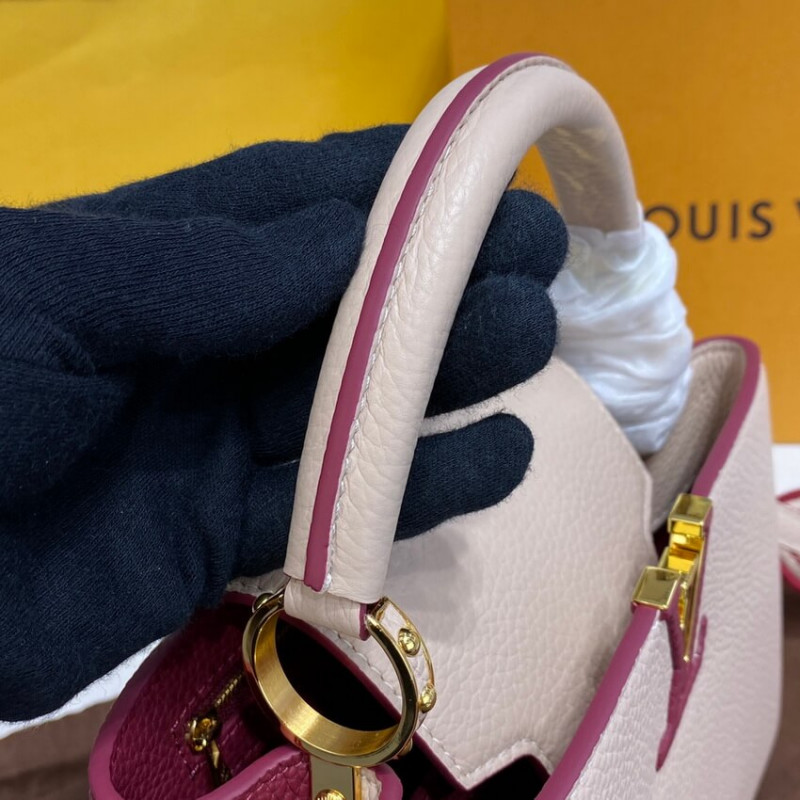 Louis Vuitton Capucines BB M59061 Egg Shell/Lie de Vin Red-5