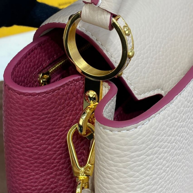 Louis Vuitton Capucines BB M59061 Egg Shell/Lie de Vin Red-6